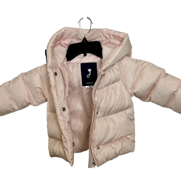 Jacadi Paris Light Pink Hooded Full Zip Long Sleeve Down Coat Size 18M
